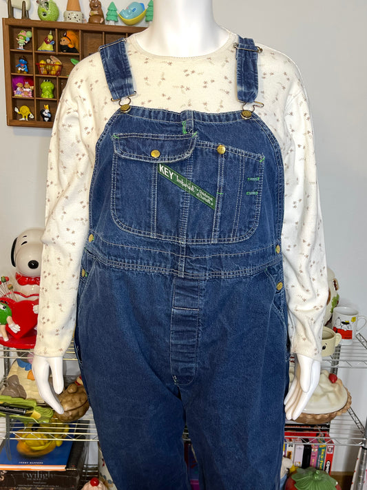 Vintage Key Imperial Plus Size Baggy Denim Overalls Sz W46 X L30