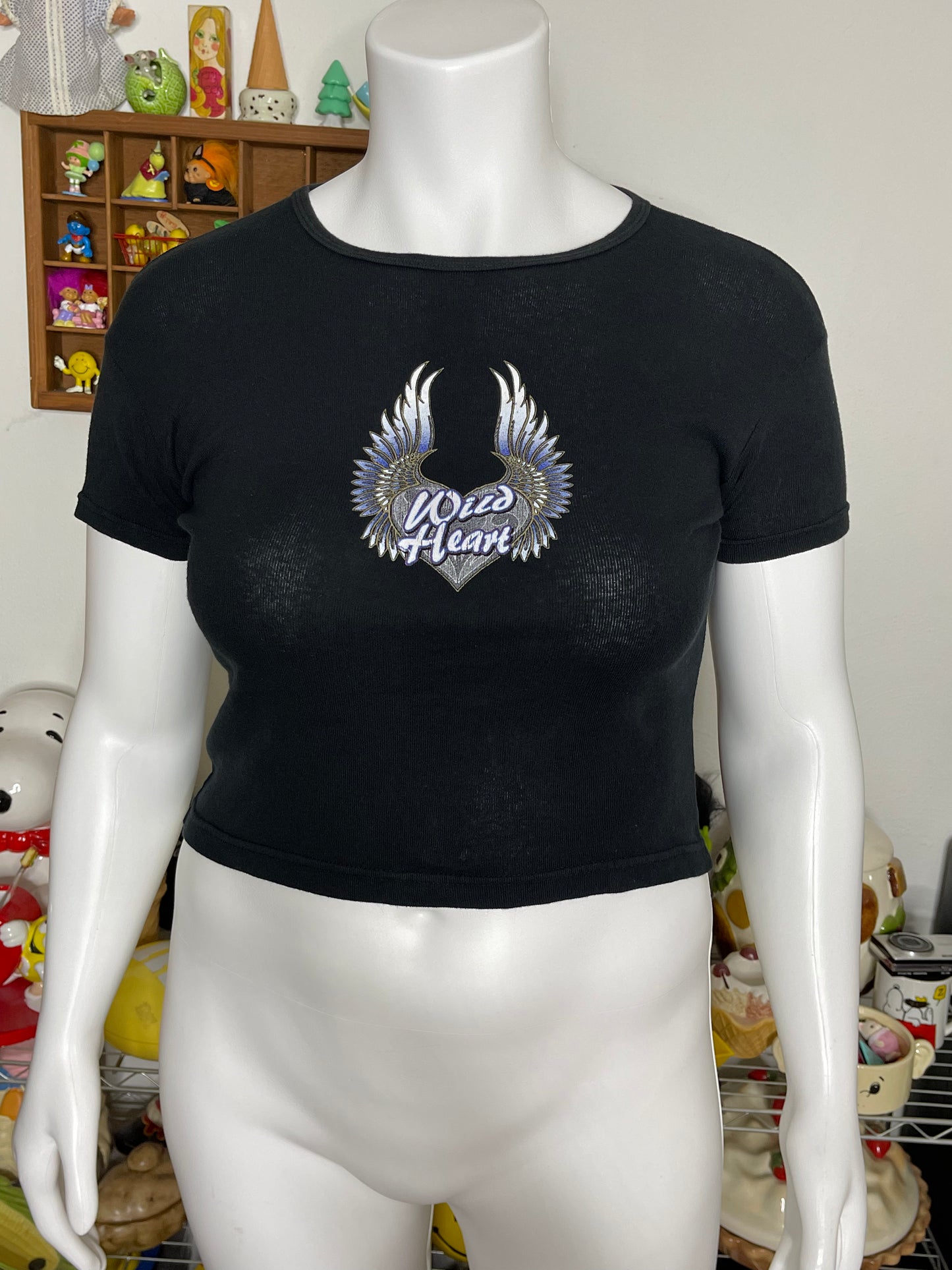 2000s Style Wild Heart Graphic Cropped Tee Sz L/XL