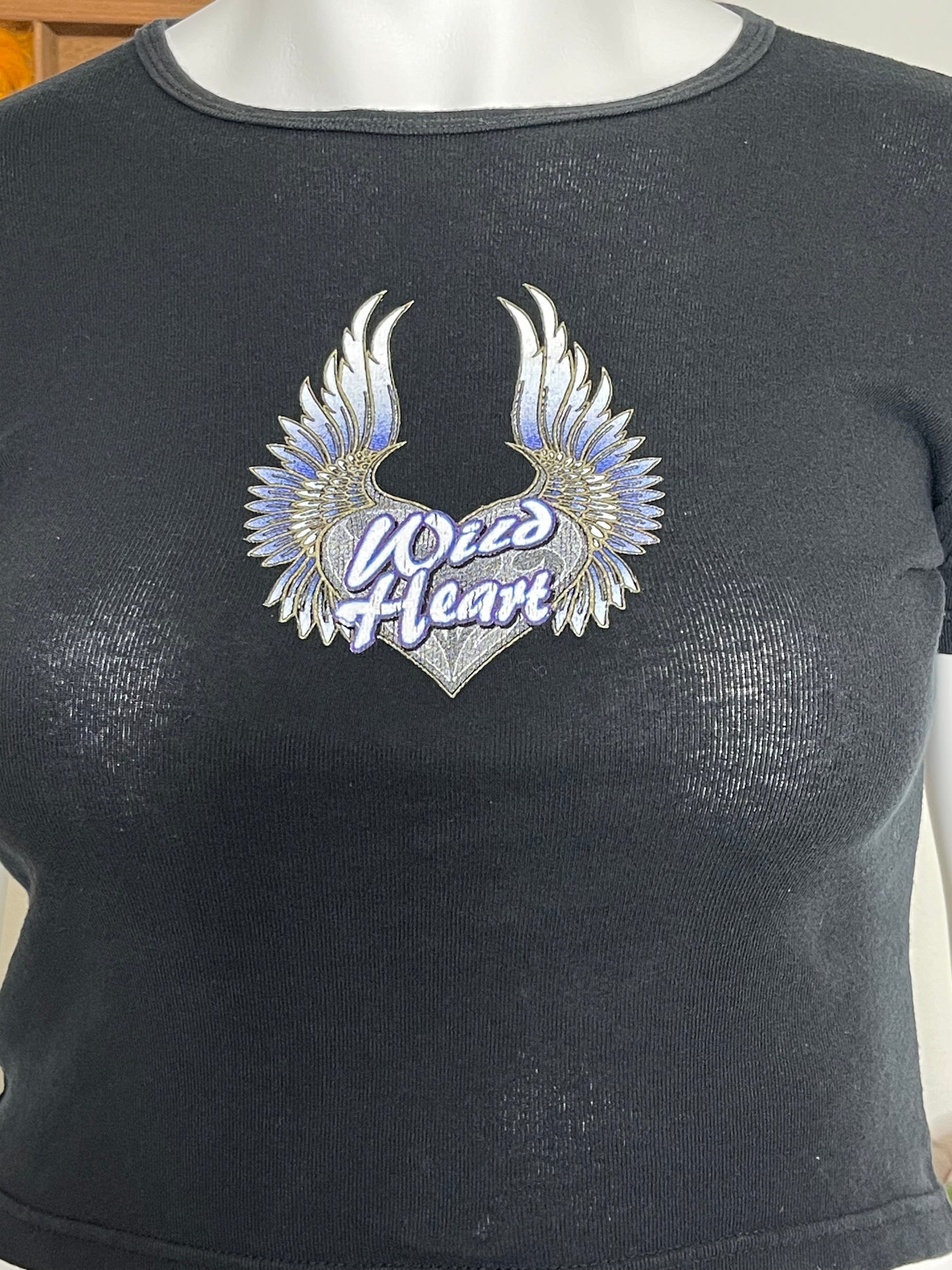 2000s Style Wild Heart Graphic Cropped Tee Sz L/XL