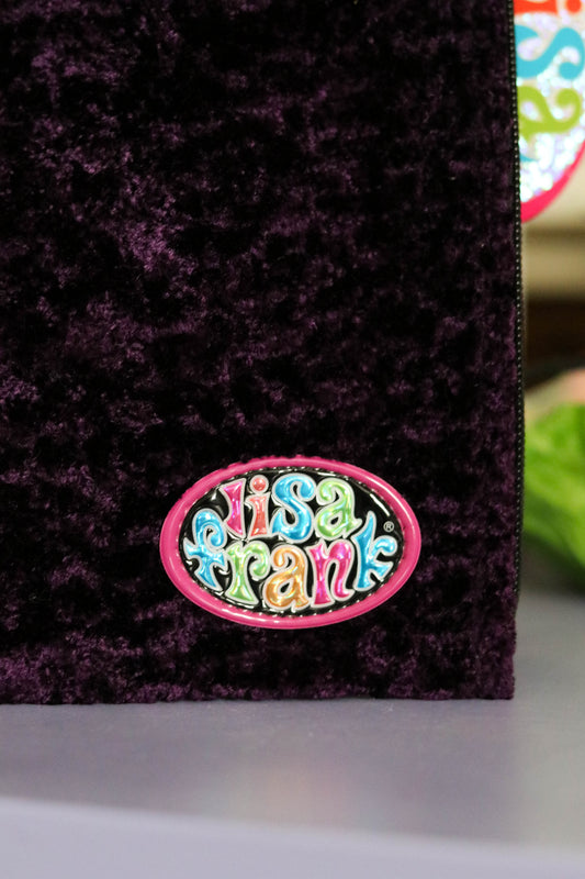 Vintage Deadstock Lisa Frank Dark Purple Fuzzy 3-Ring Pencil Pouch