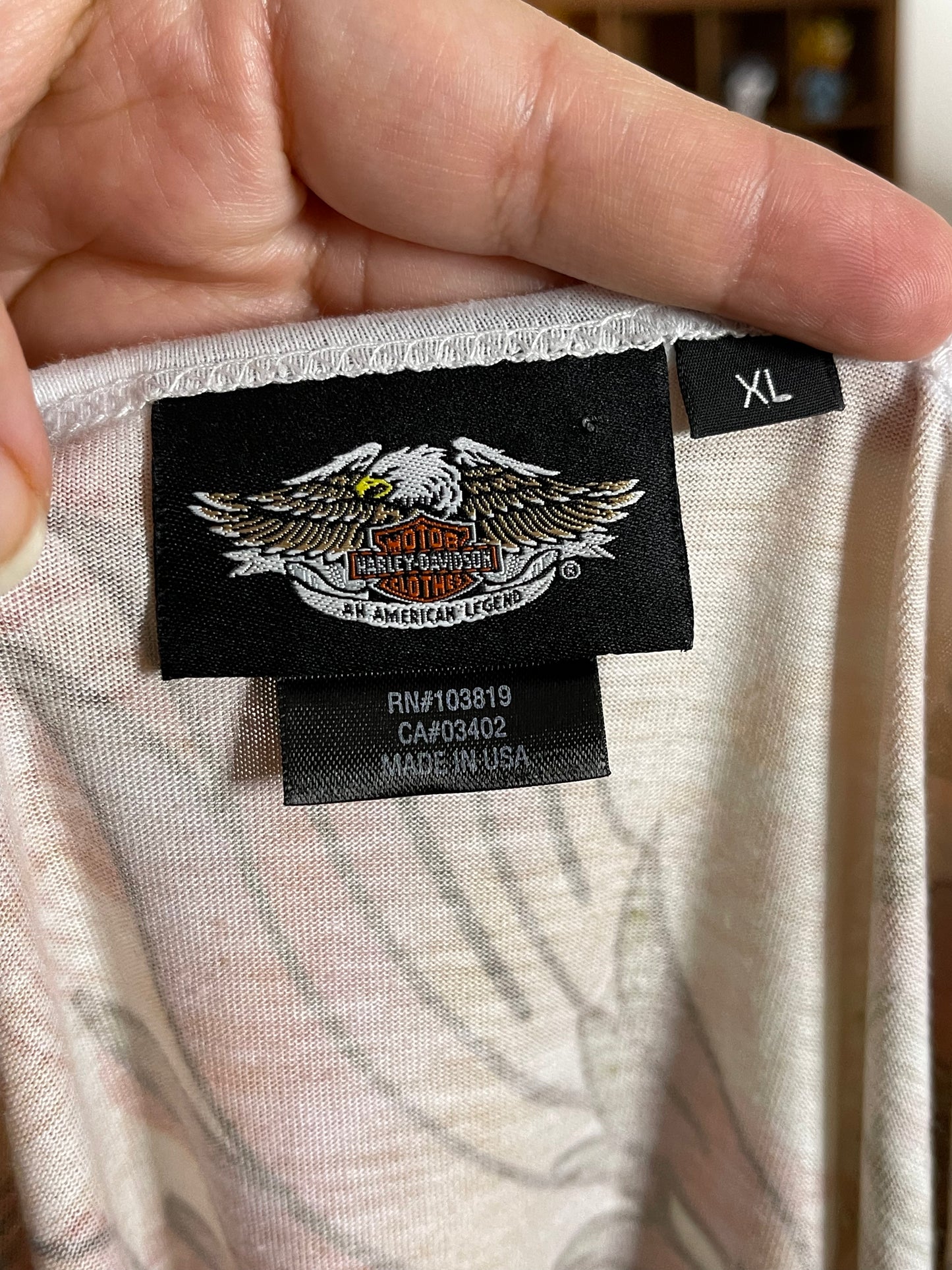 2000s Harley Davidson Sheer Wings Distressed Style Top Sz XL