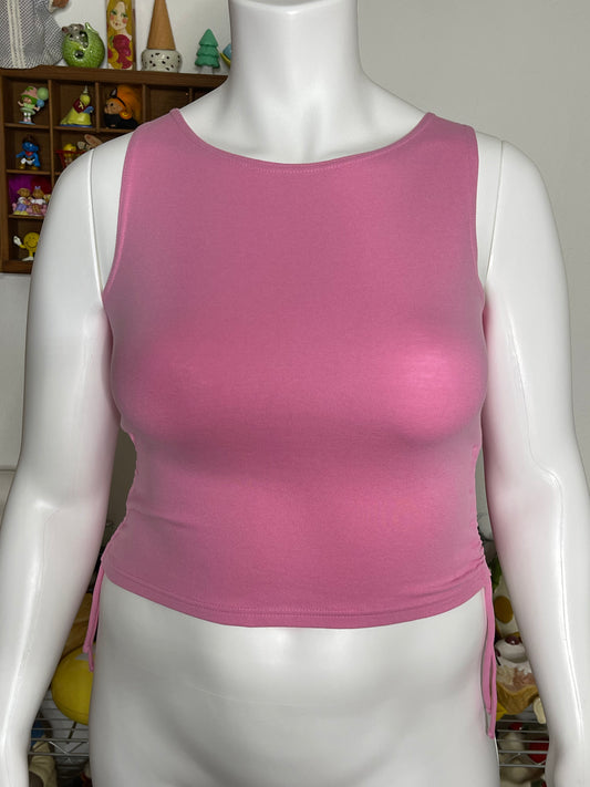 2000s Baby Pink Cropped Tank Top Sz L/XL