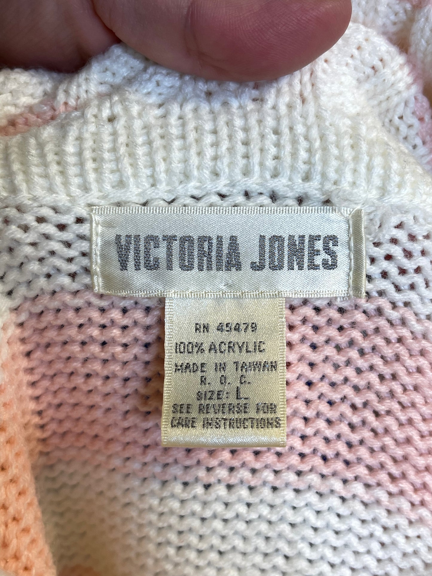 Vintage 90s Pink & Cream Striped Turtleneck Knit Sweater Sz L