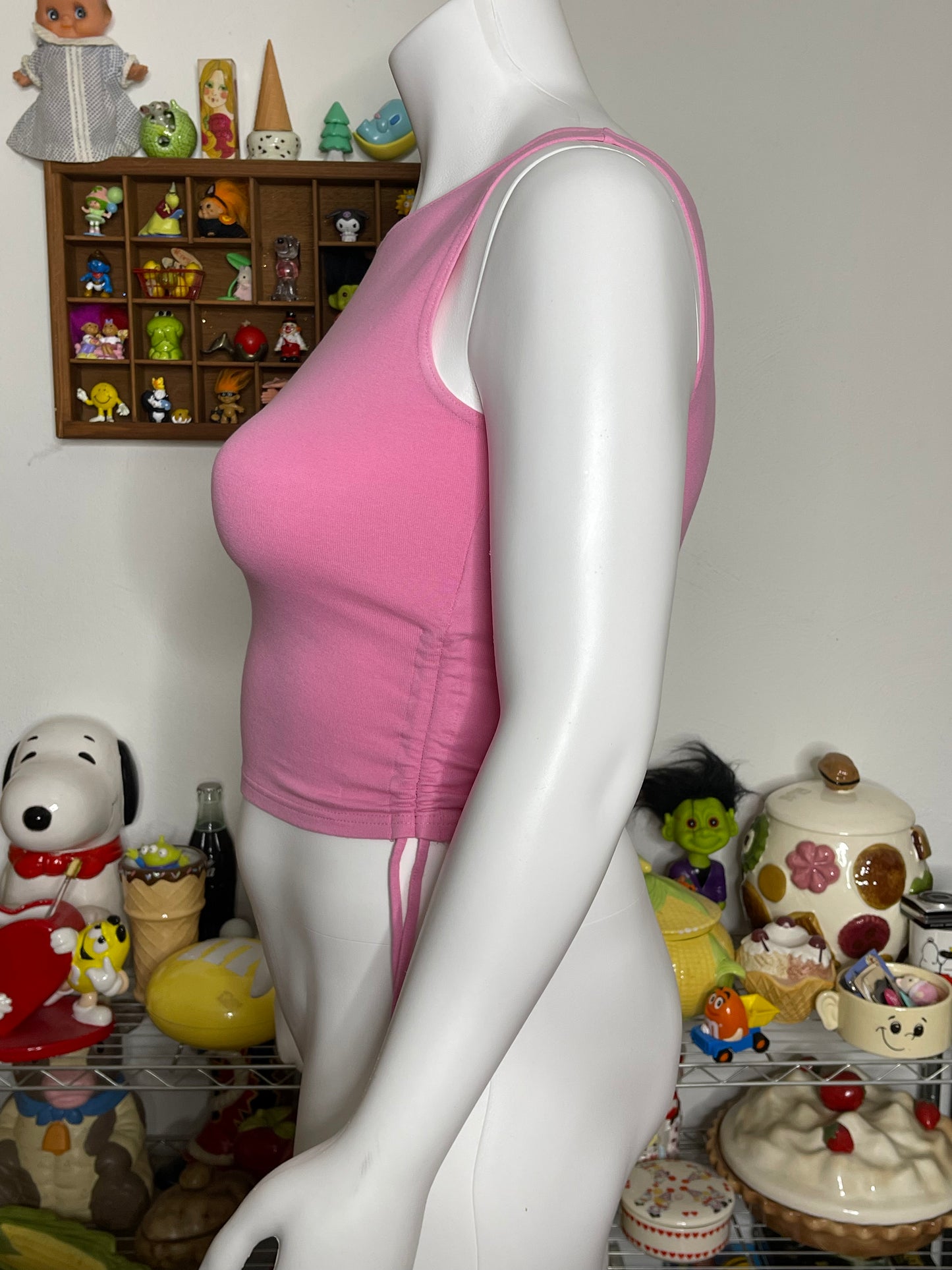 2000s Baby Pink Cropped Tank Top Sz L/XL