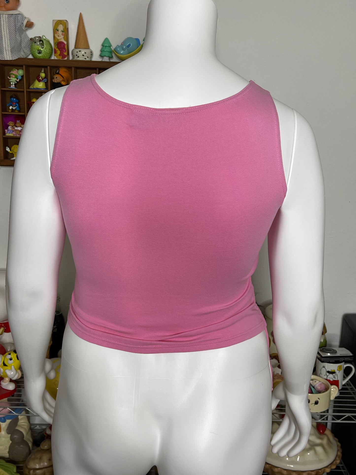 2000s Baby Pink Cropped Tank Top Sz L/XL