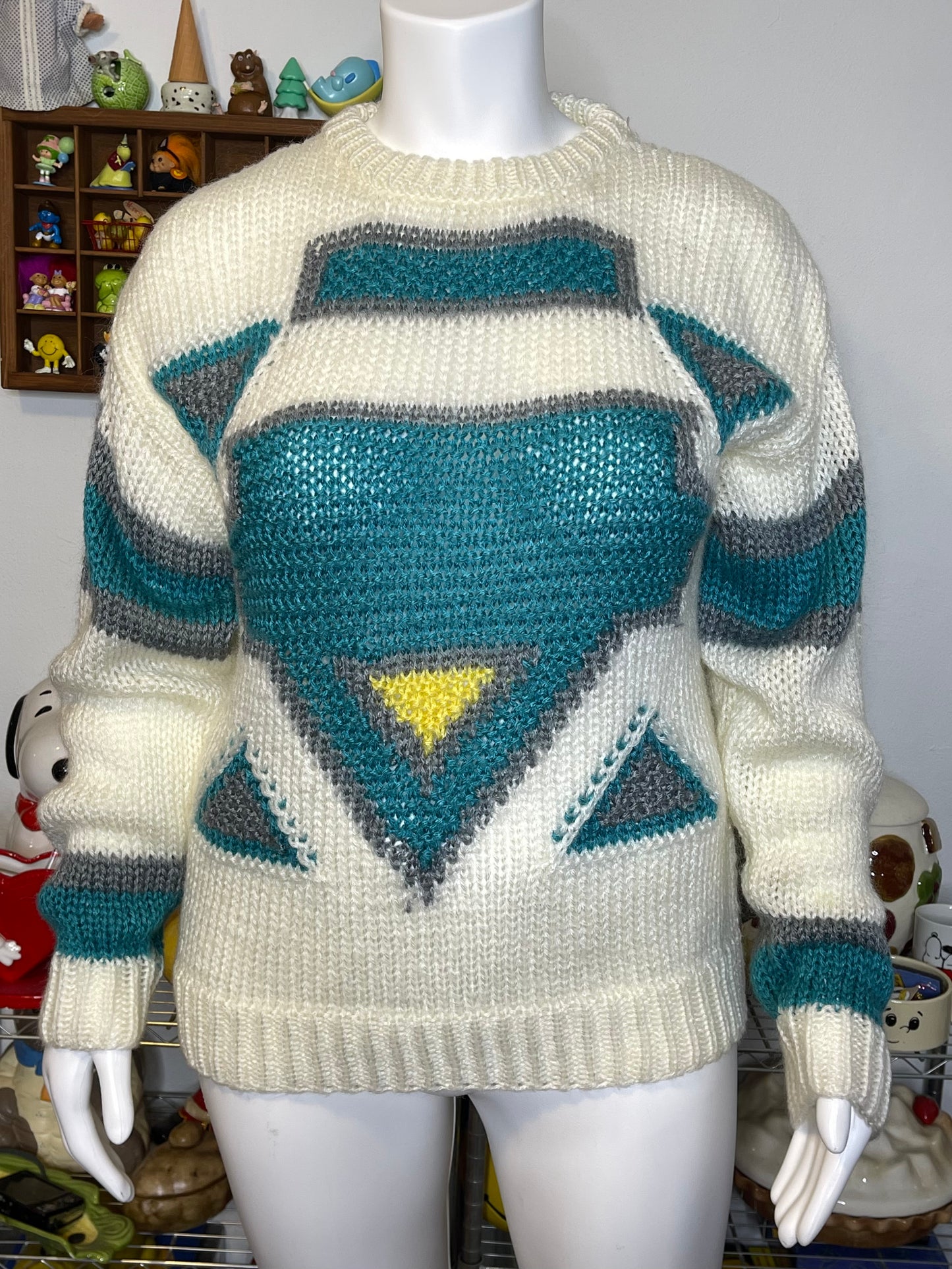 Vintage Funky Retro Oversized Chunky Knit Sweater Sz L
