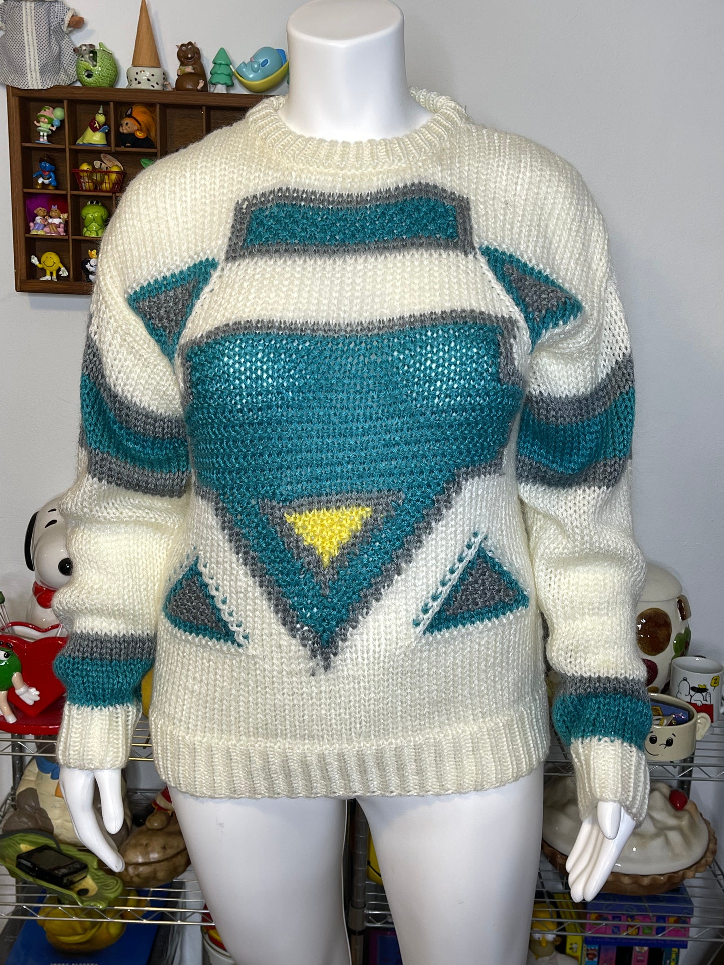 Vintage Funky Retro Oversized Chunky Knit Sweater Sz L