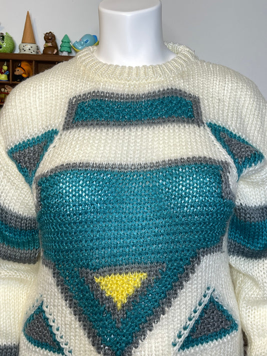 Vintage Funky Retro Oversized Chunky Knit Sweater Sz L