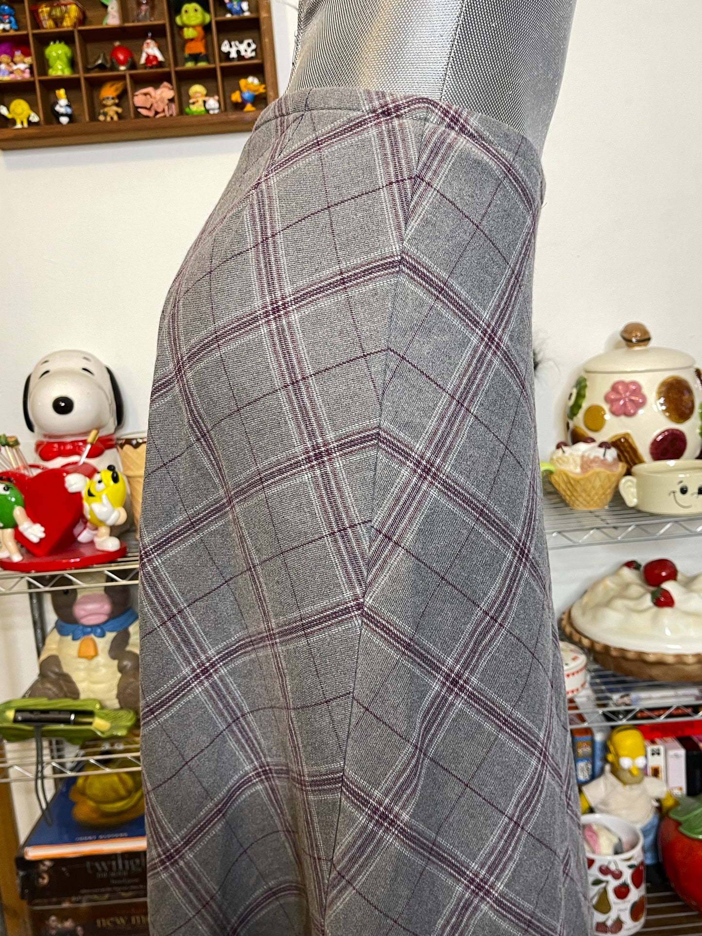 2000s Grey & Purple Plaid Maxi Skirt Sz 6
