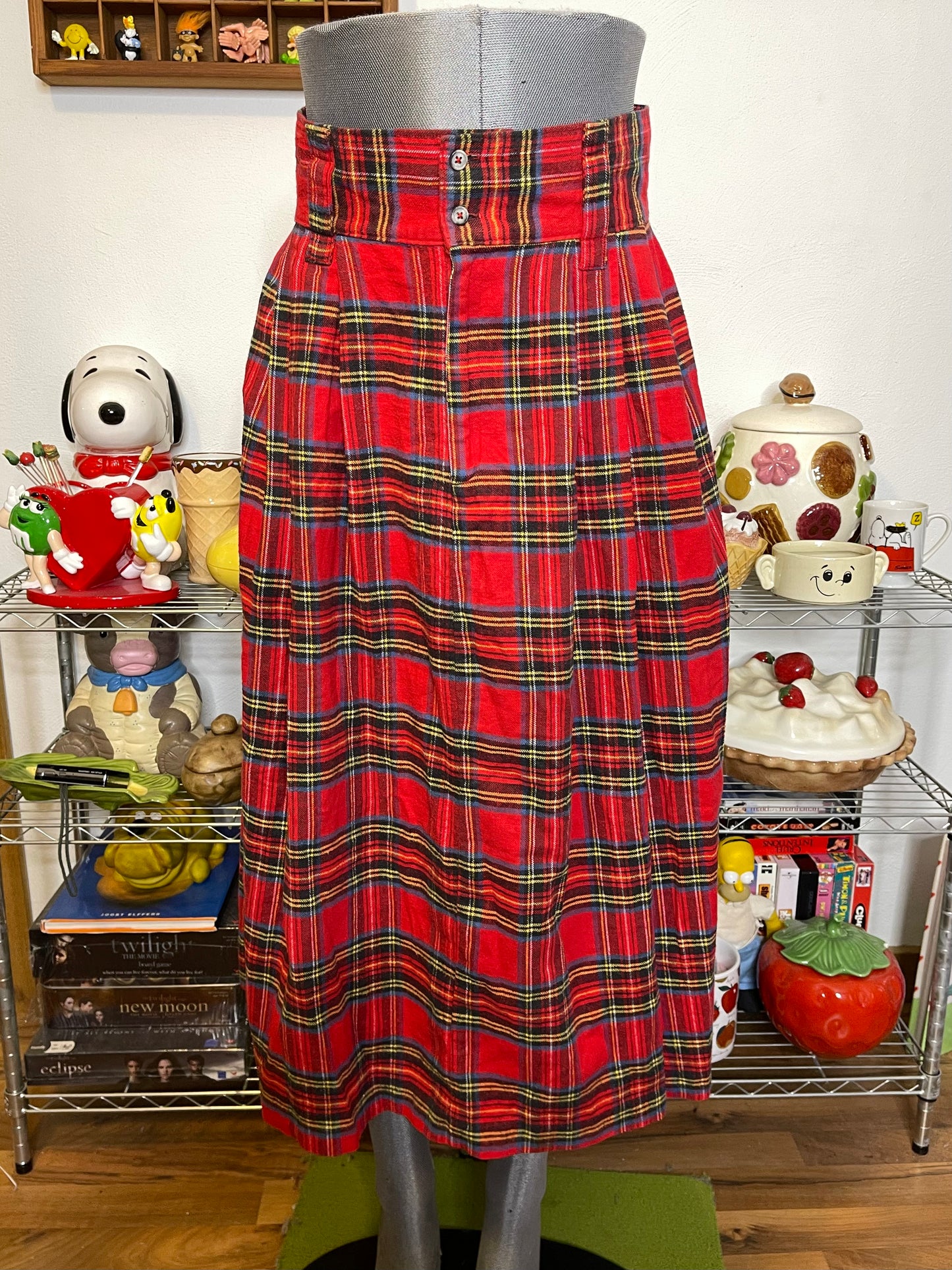 Vintage Plaid Tartan Flannel Midi Maxi Skirt Sz 28in