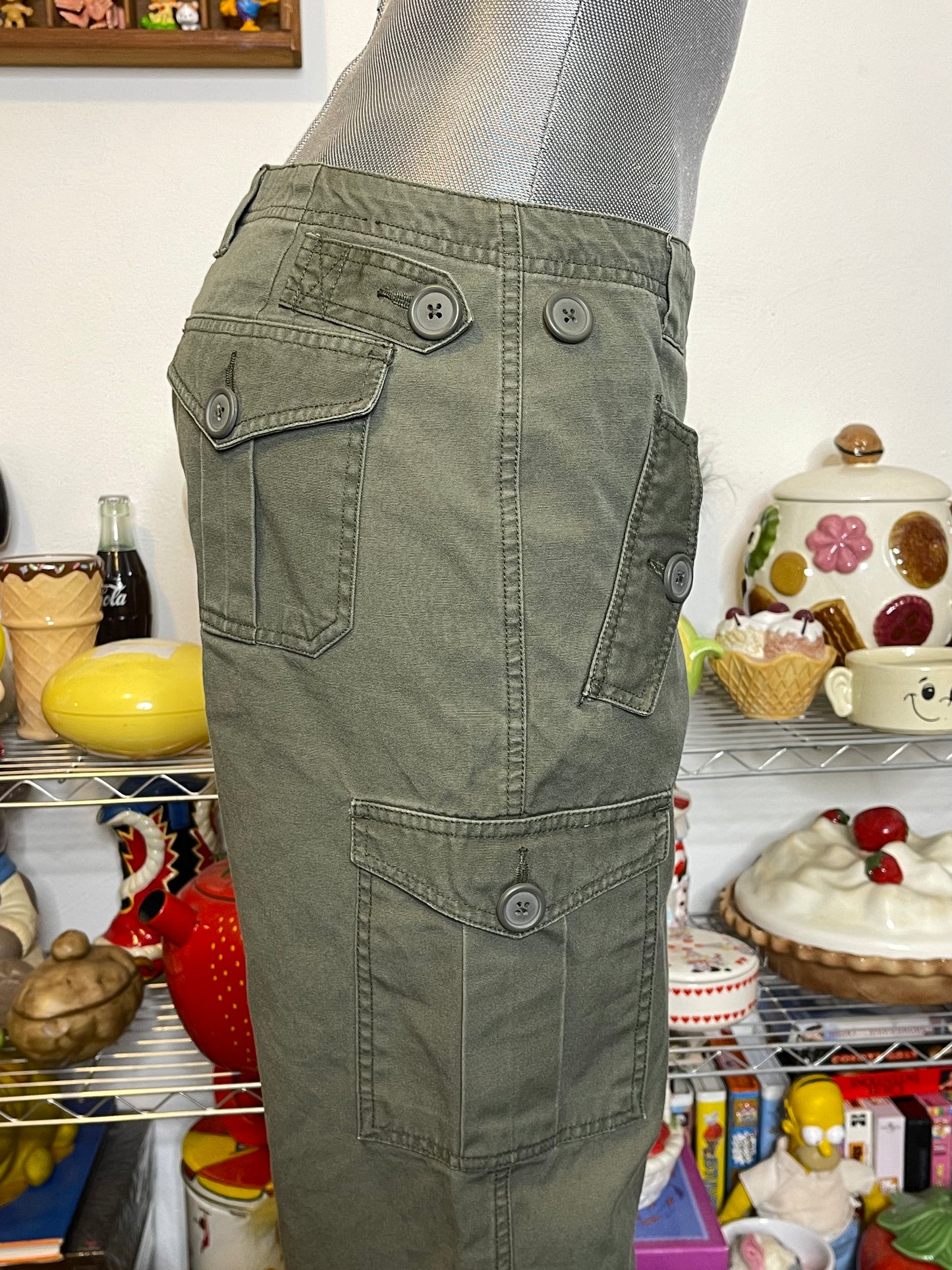 Vintage 2000s Mossimo Green Mid Rise Cargo Pants Sz 11 32in