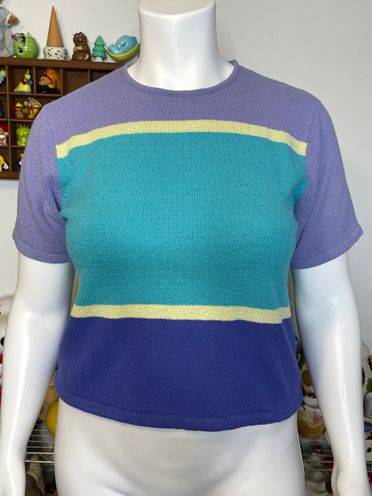 Vintage 90s Colorblock Oversized Knit Top Sz M