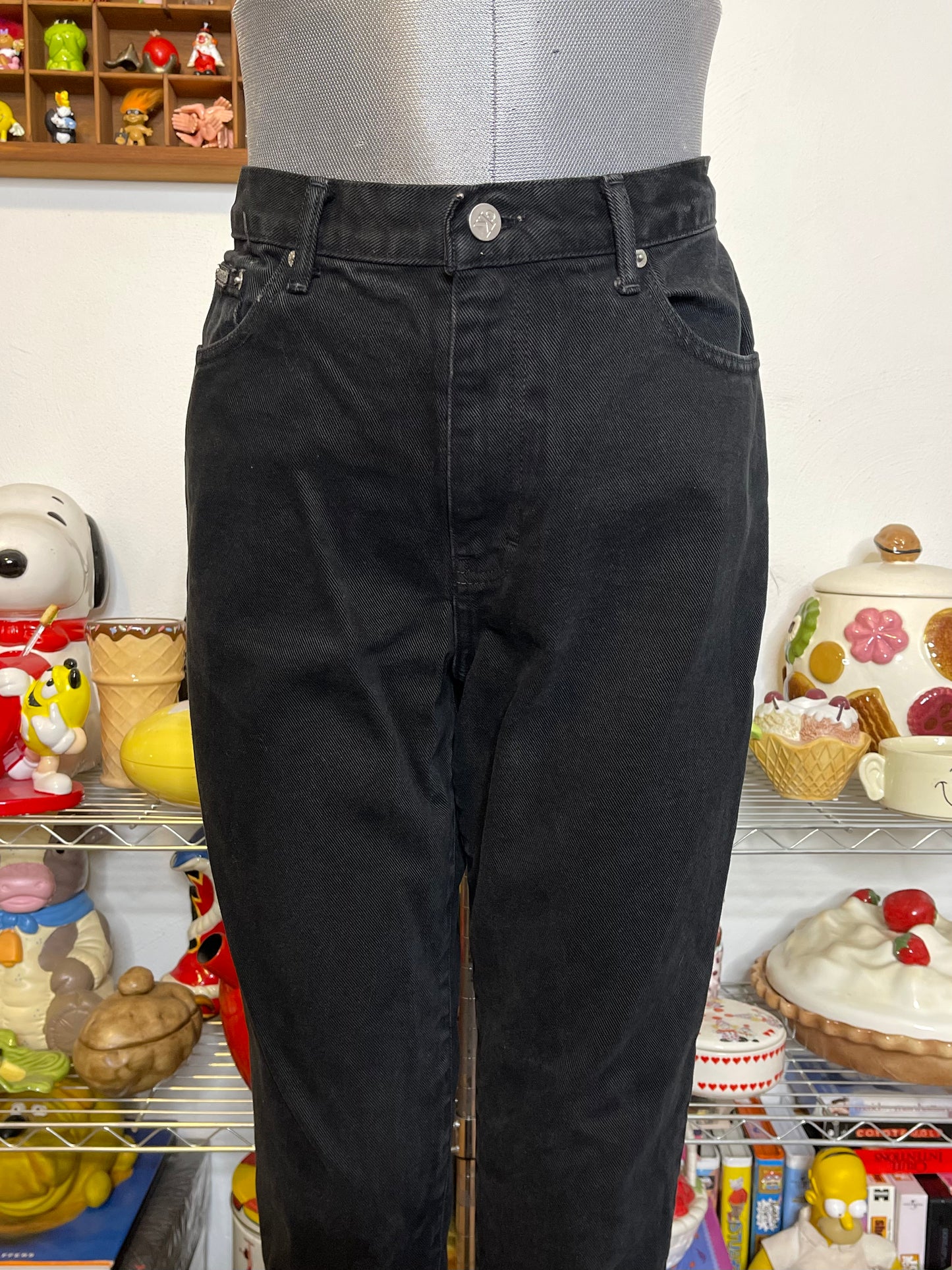 Vintage Calvin Klein Faded Black Denim Jeans Sz 10 29in