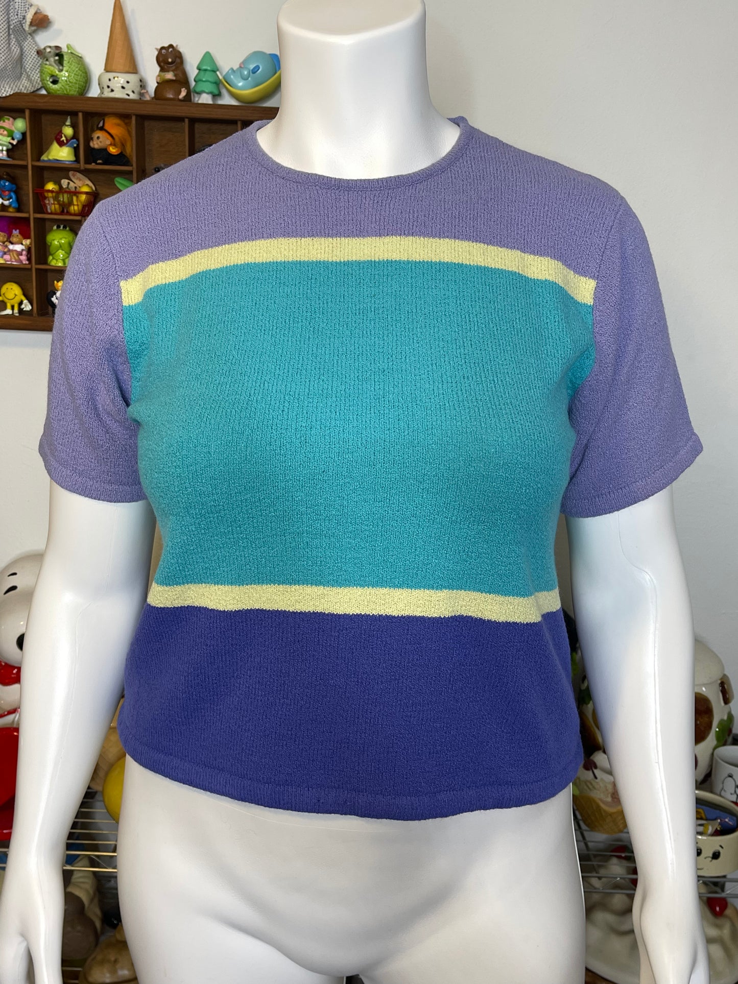 Vintage 90s Colorblock Oversized Knit Top Sz M
