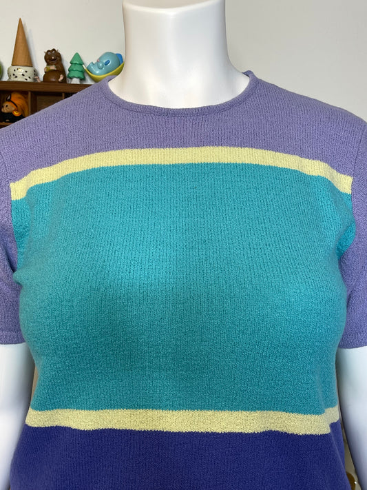 Vintage 90s Colorblock Oversized Knit Top Sz M