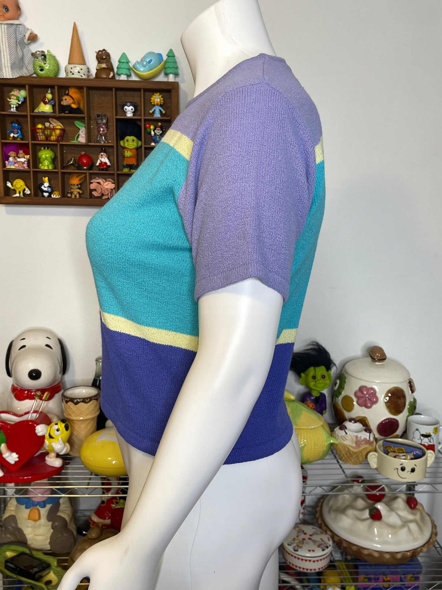 Vintage 90s Colorblock Oversized Knit Top Sz M