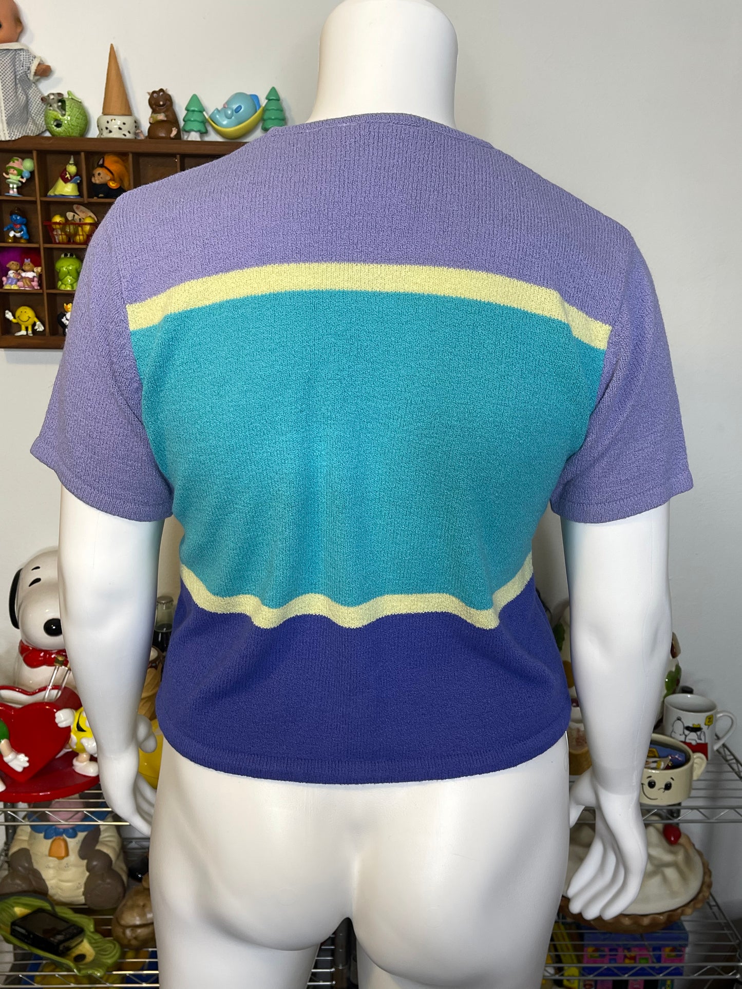 Vintage 90s Colorblock Oversized Knit Top Sz M