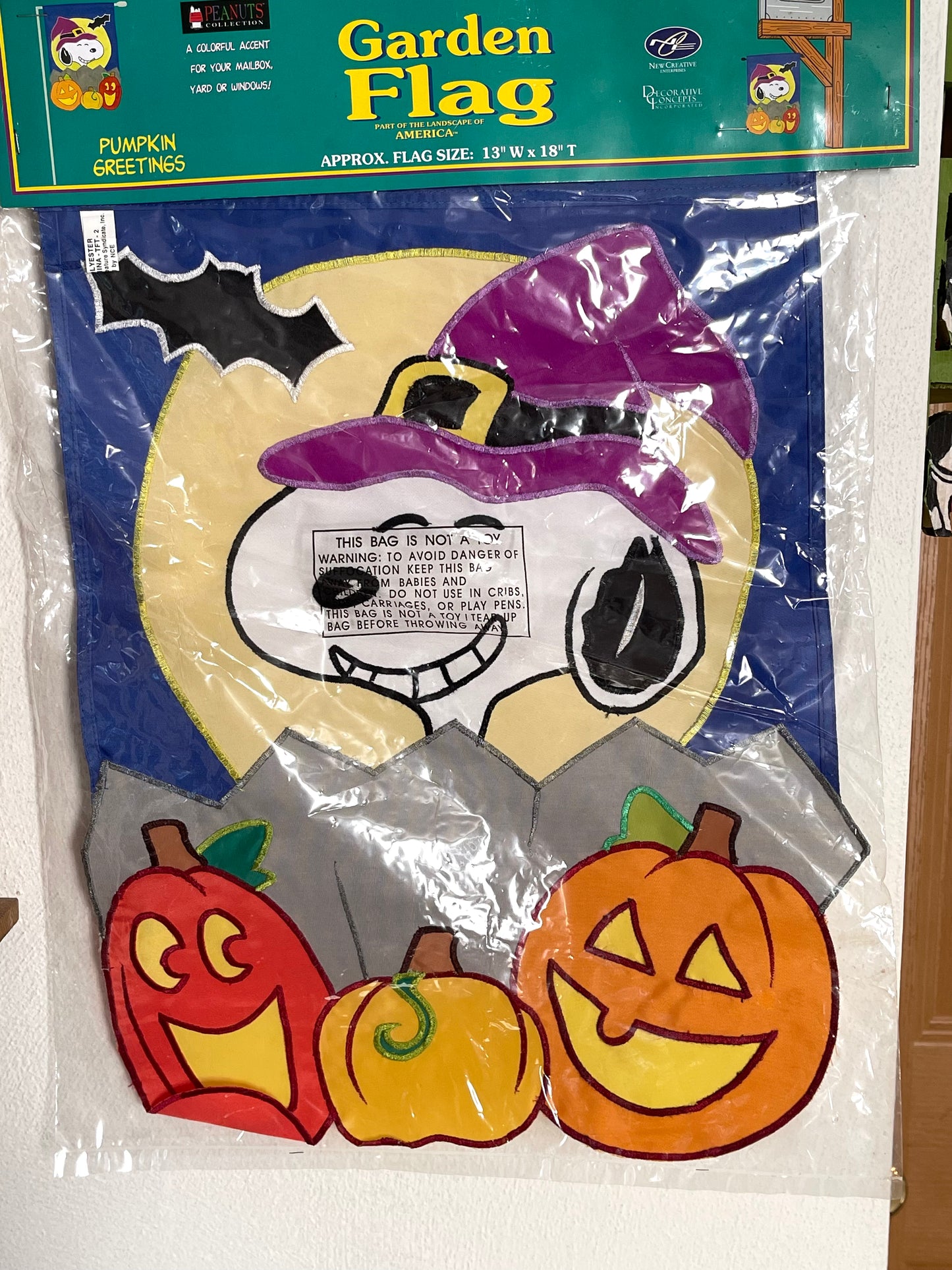 Vintage Snoopy's Pumpkin Greetings Halloween Garden Flag
