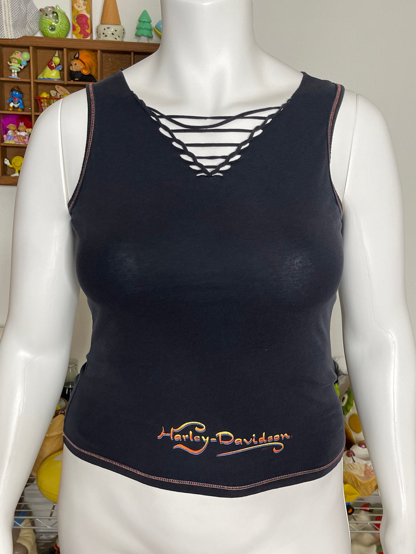 2000s Y2K Harley Davidson Distressed Tank Top Sz L