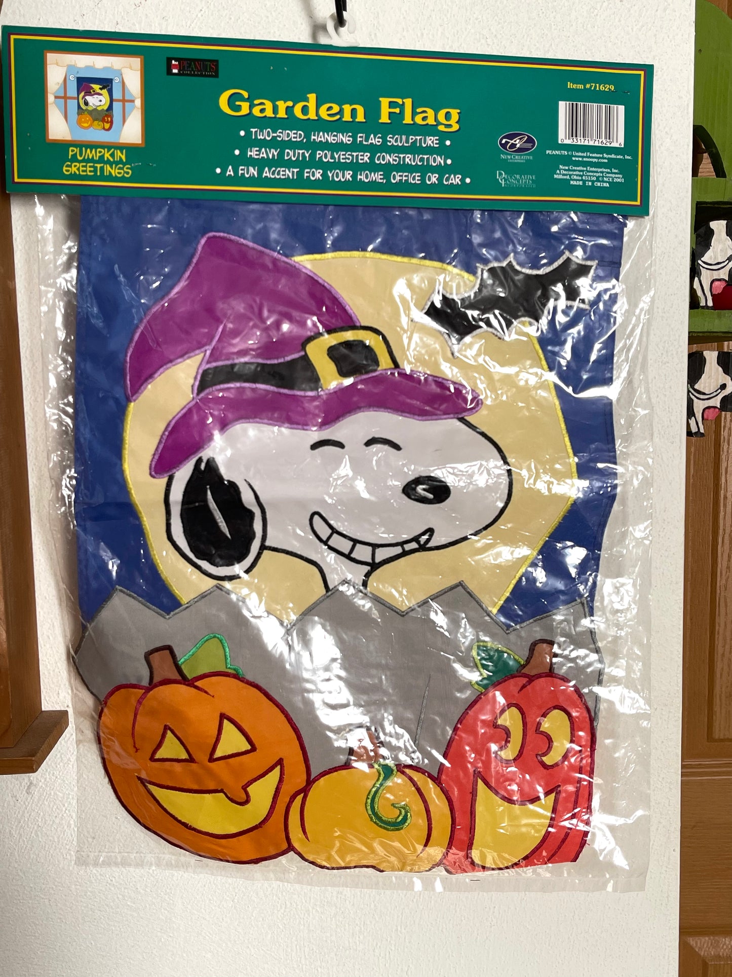 Vintage Snoopy's Pumpkin Greetings Halloween Garden Flag