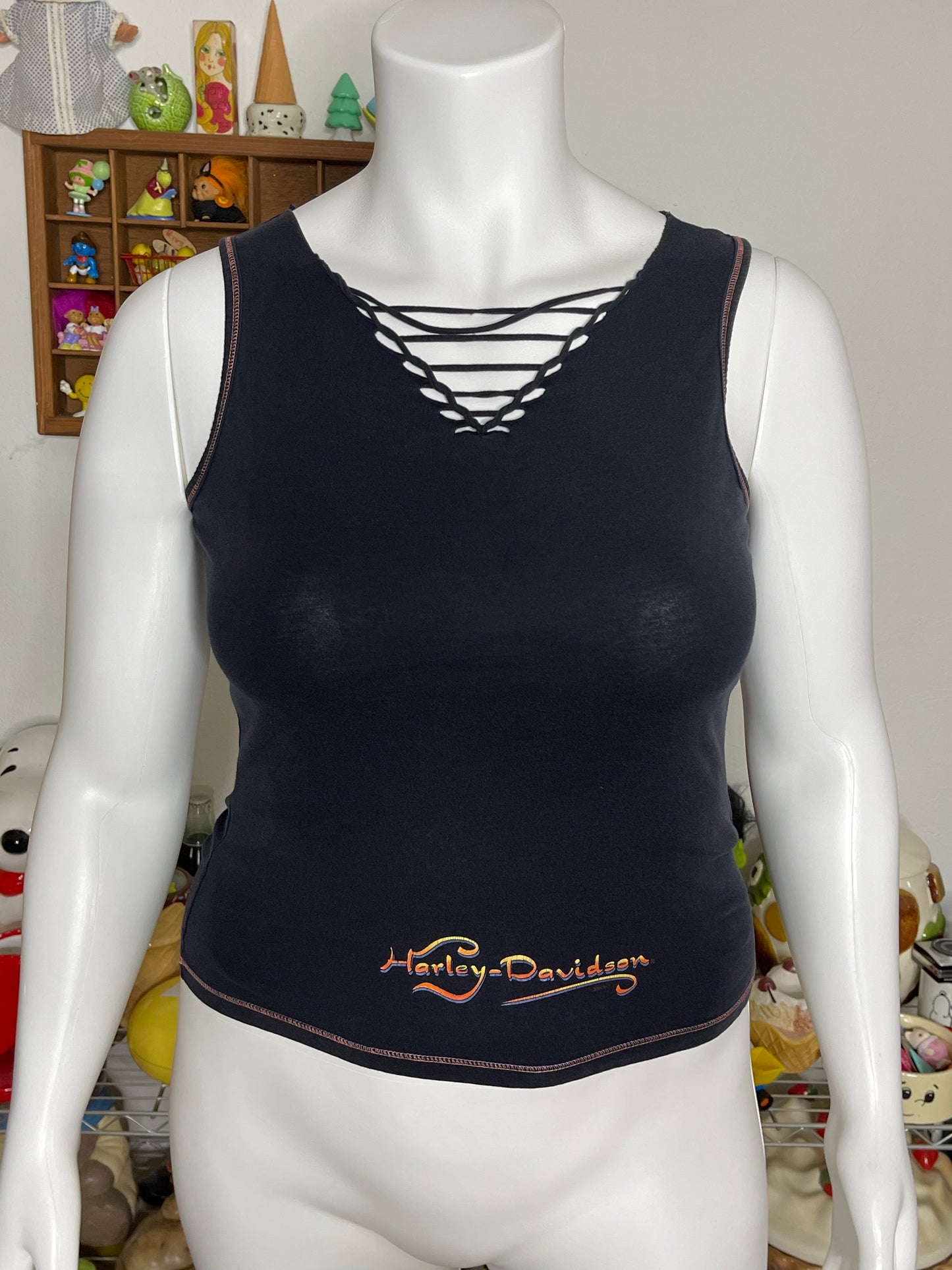 2000s Y2K Harley Davidson Distressed Tank Top Sz L