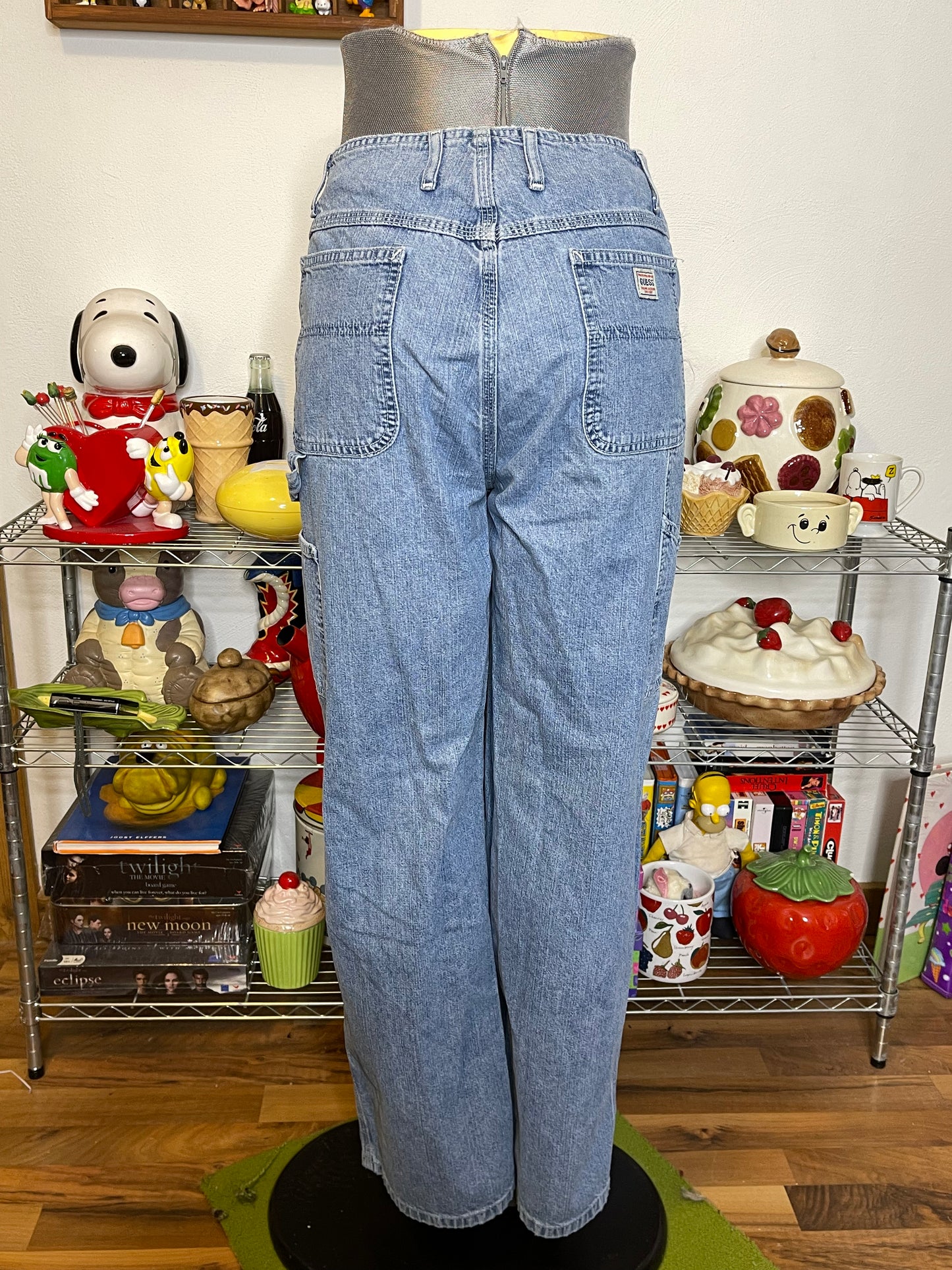 Vintage Guess Cargo Carpenter Style Distressed Denim Jeans Sz 30in