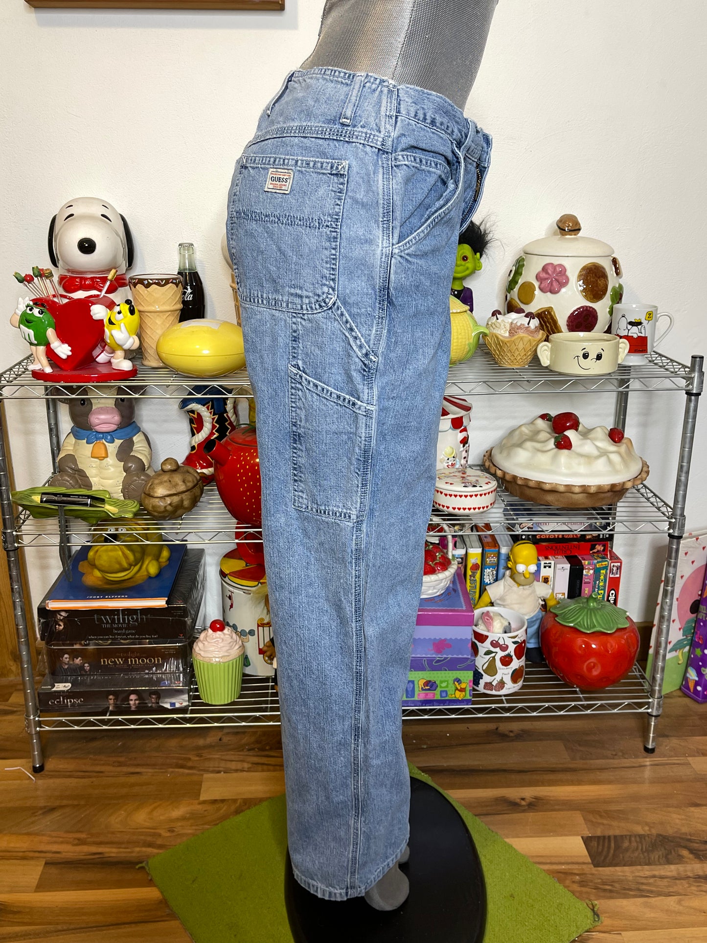 Vintage Guess Cargo Carpenter Style Distressed Denim Jeans Sz 30in