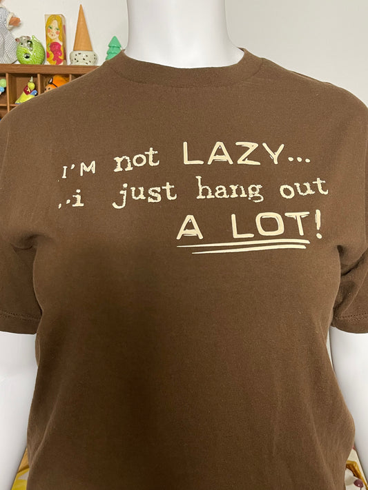 2000s "I'm not lazy" Brown Graphic Tee Sz L
