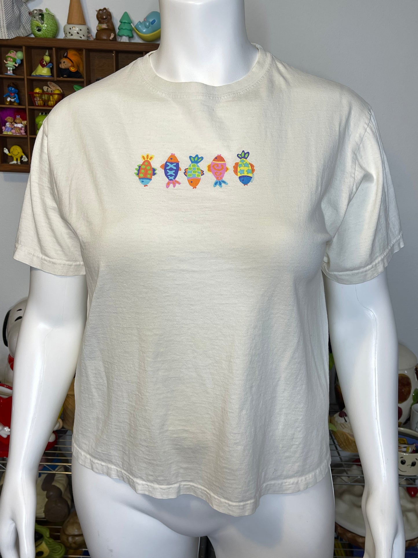 2000s Rainbow Fish Oversized Boxy Tee Sz M