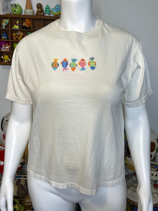 2000s Rainbow Fish Oversized Boxy Tee Sz M