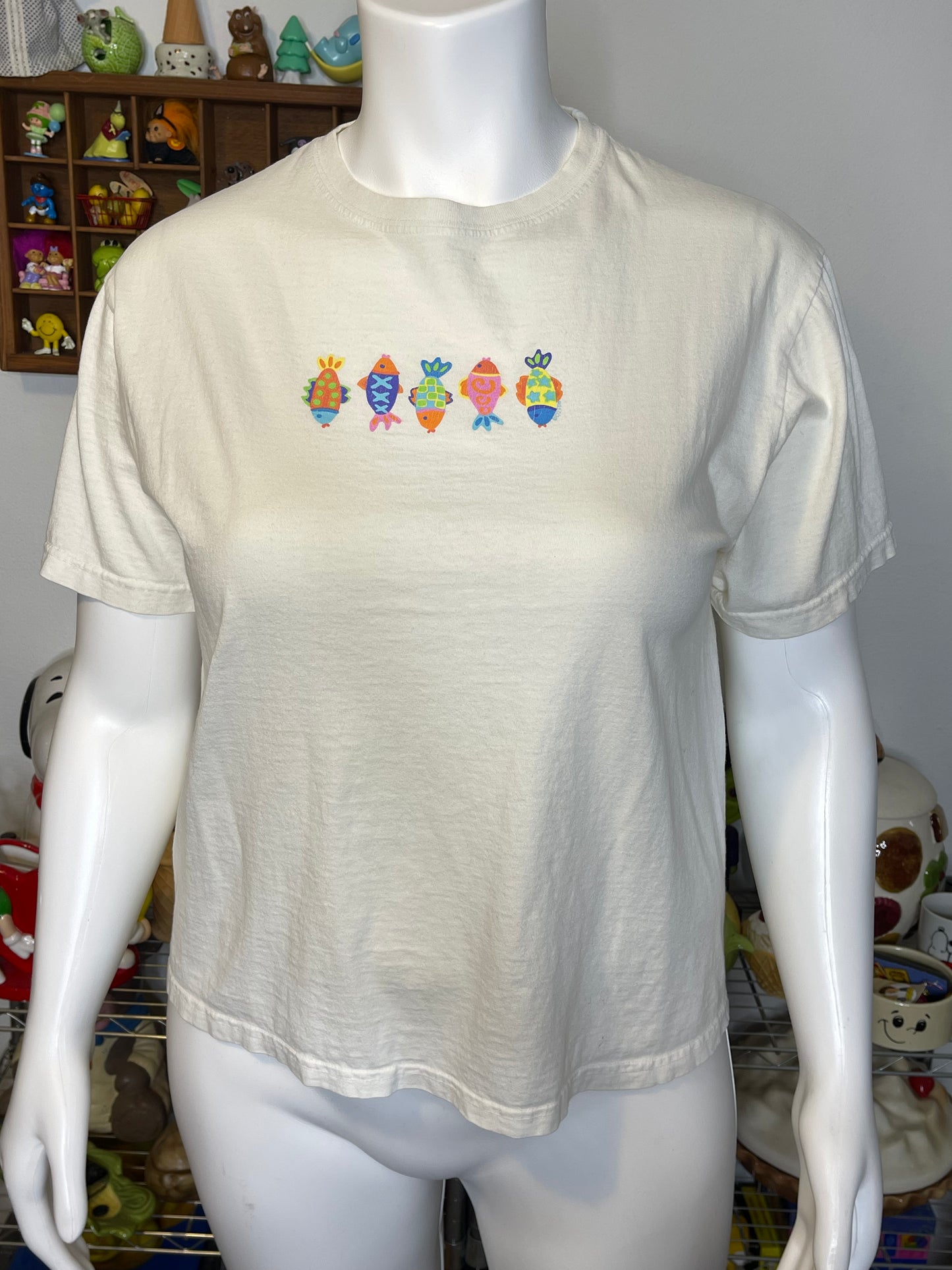 2000s Rainbow Fish Oversized Boxy Tee Sz M