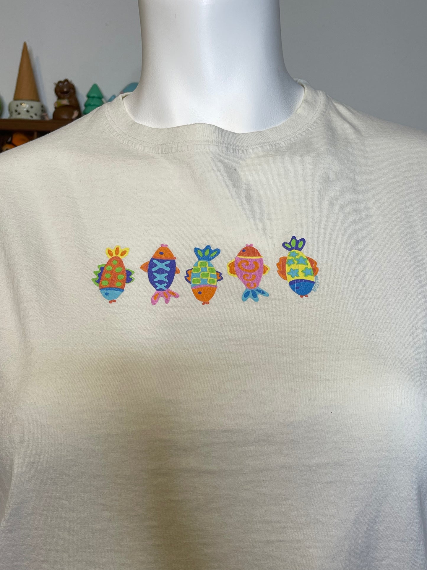 2000s Rainbow Fish Oversized Boxy Tee Sz M