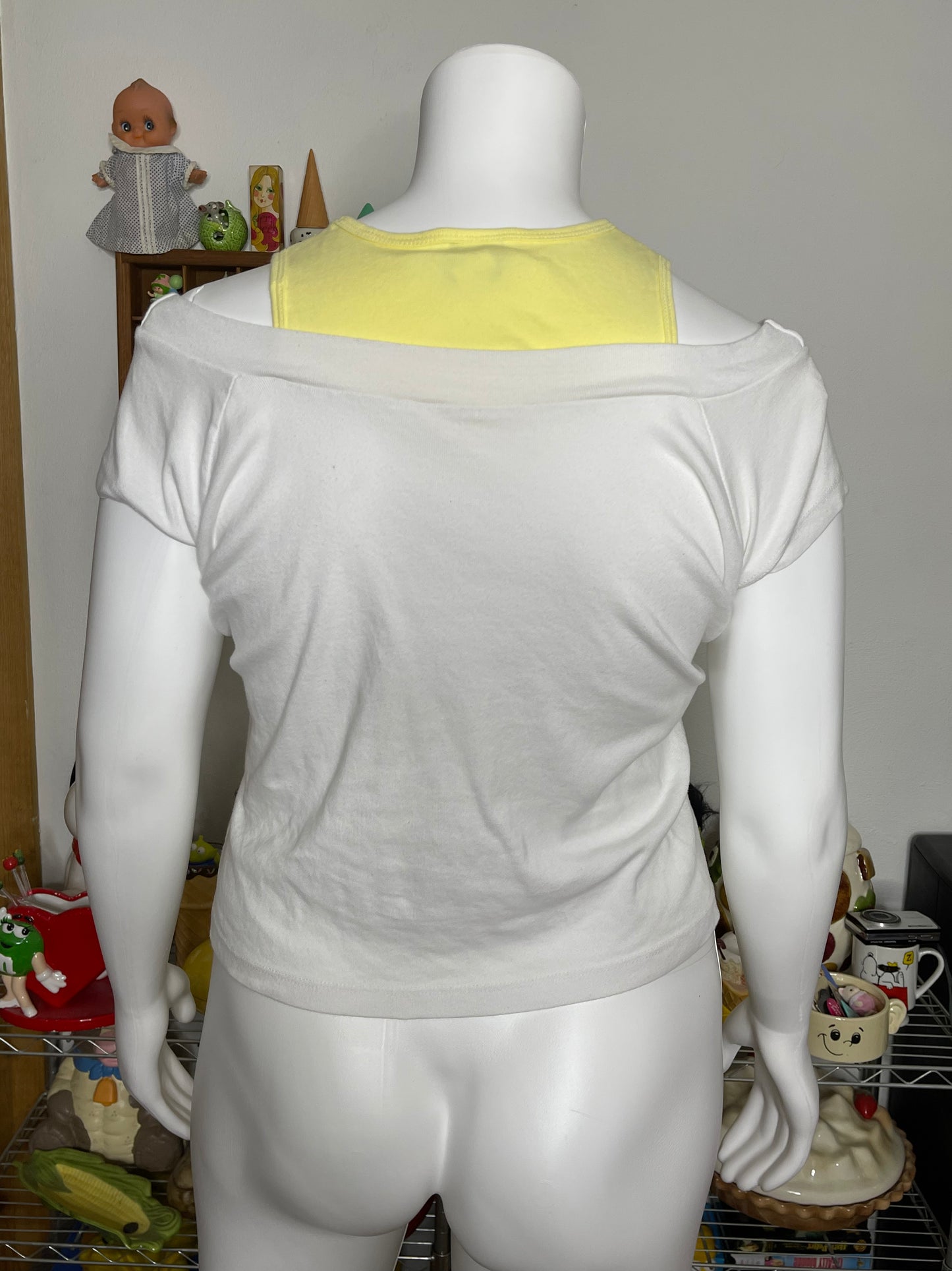 2000s Baby Girl Off Shoulder Glittery Crop Top Sz 2x