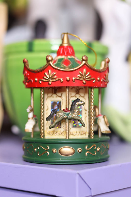 Vintage Christmas Carousel Ornament Trinket