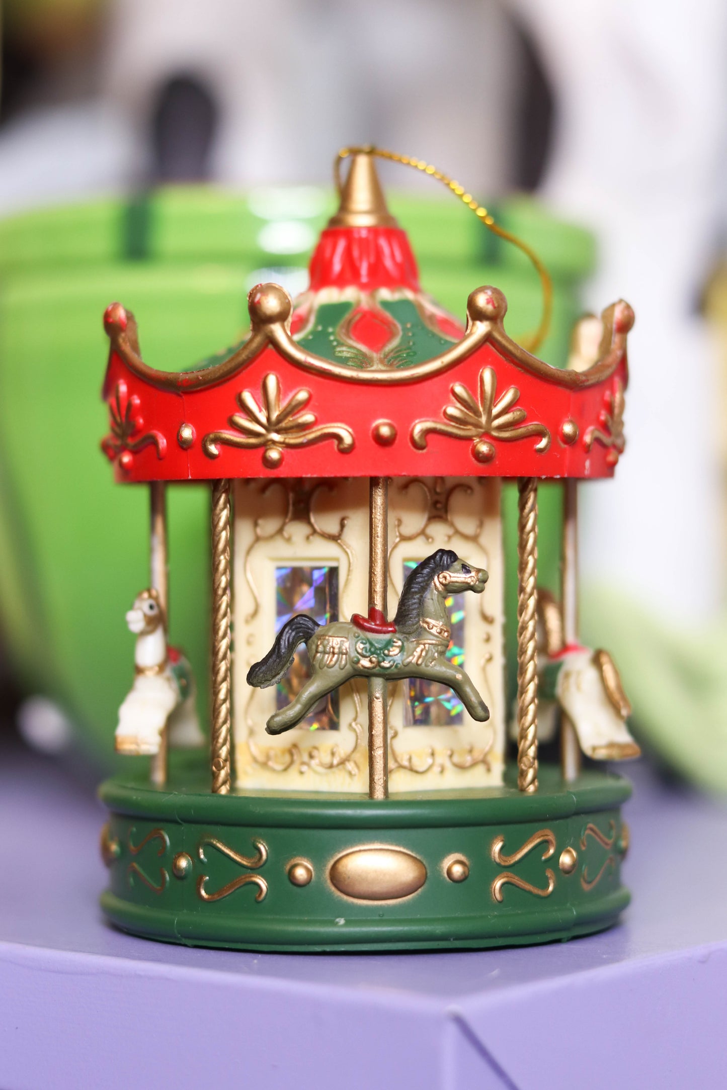 Vintage Christmas Carousel Ornament Trinket
