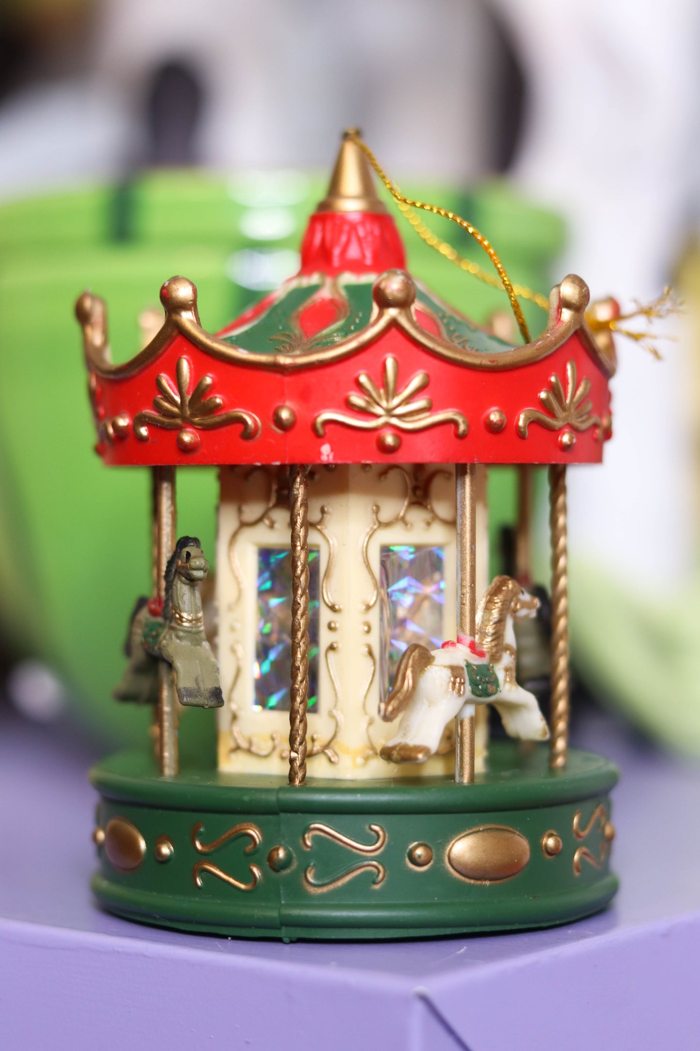 Vintage Christmas Carousel Ornament Trinket