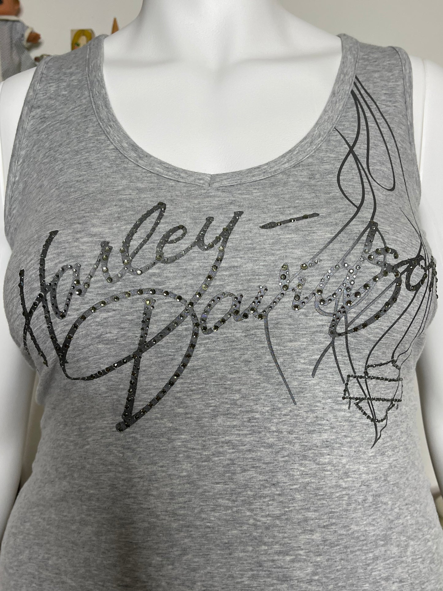 2000s Harley Davidson Grey Lace Up Tank Top Sz L/XL