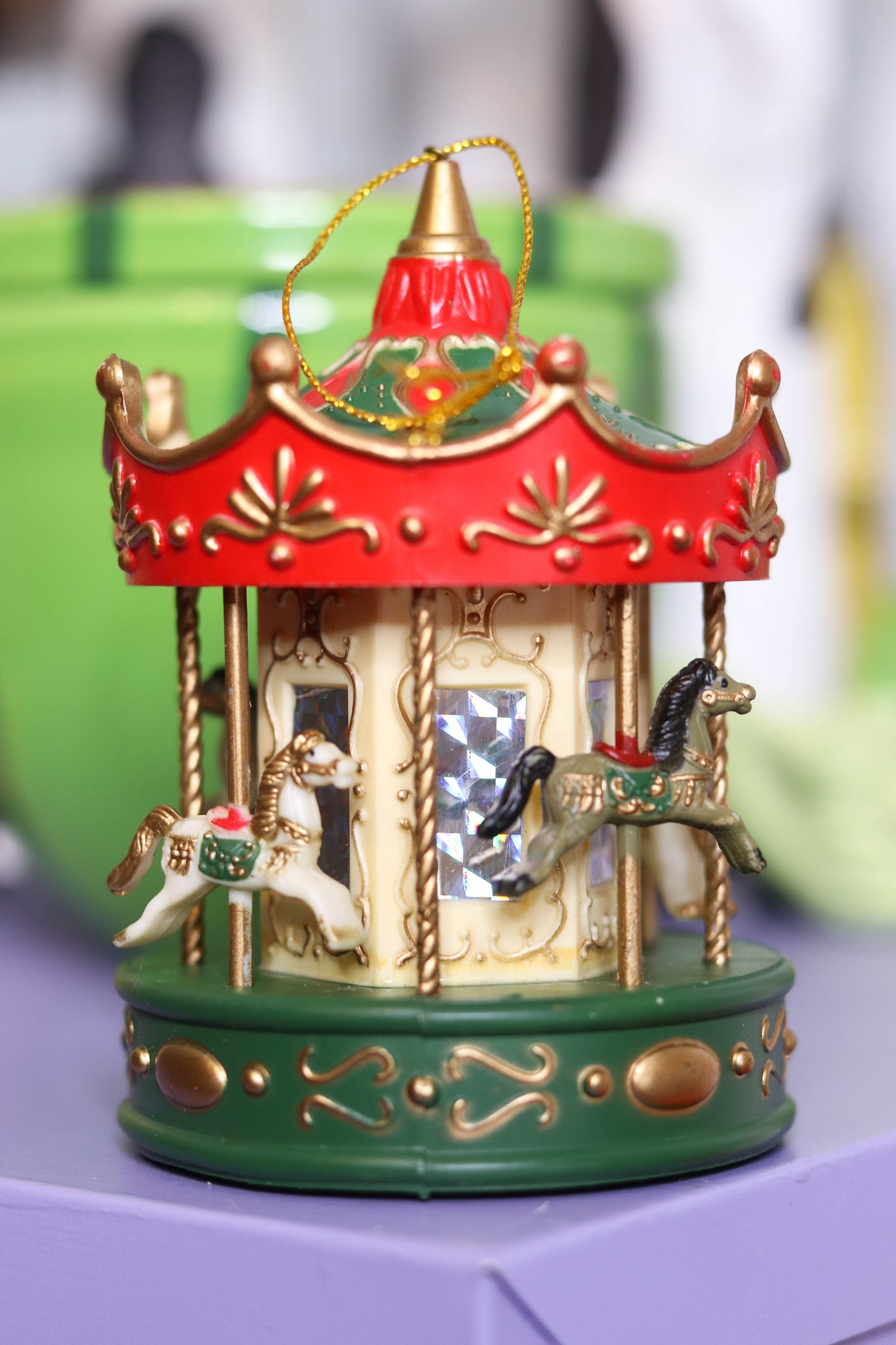 Vintage Christmas Carousel Ornament Trinket
