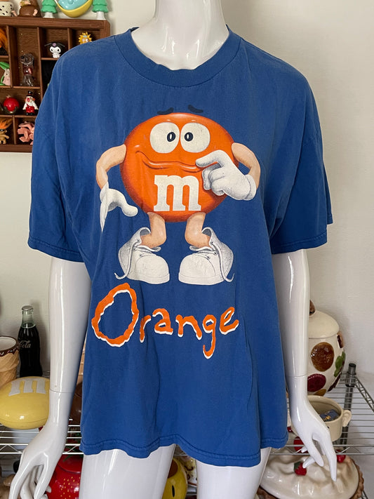 Orange M&M blue tee sz XL