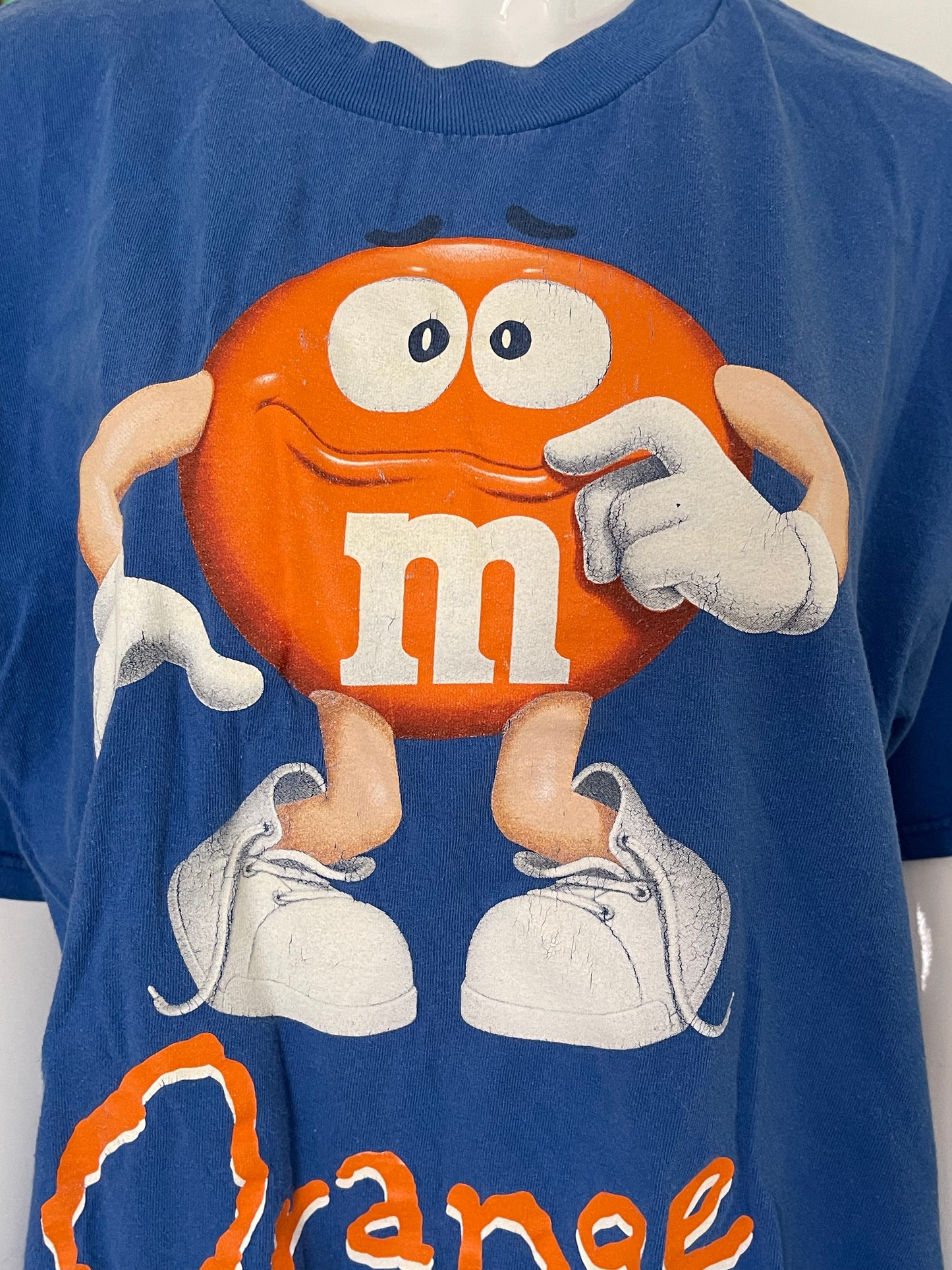 Orange M&M blue tee sz XL