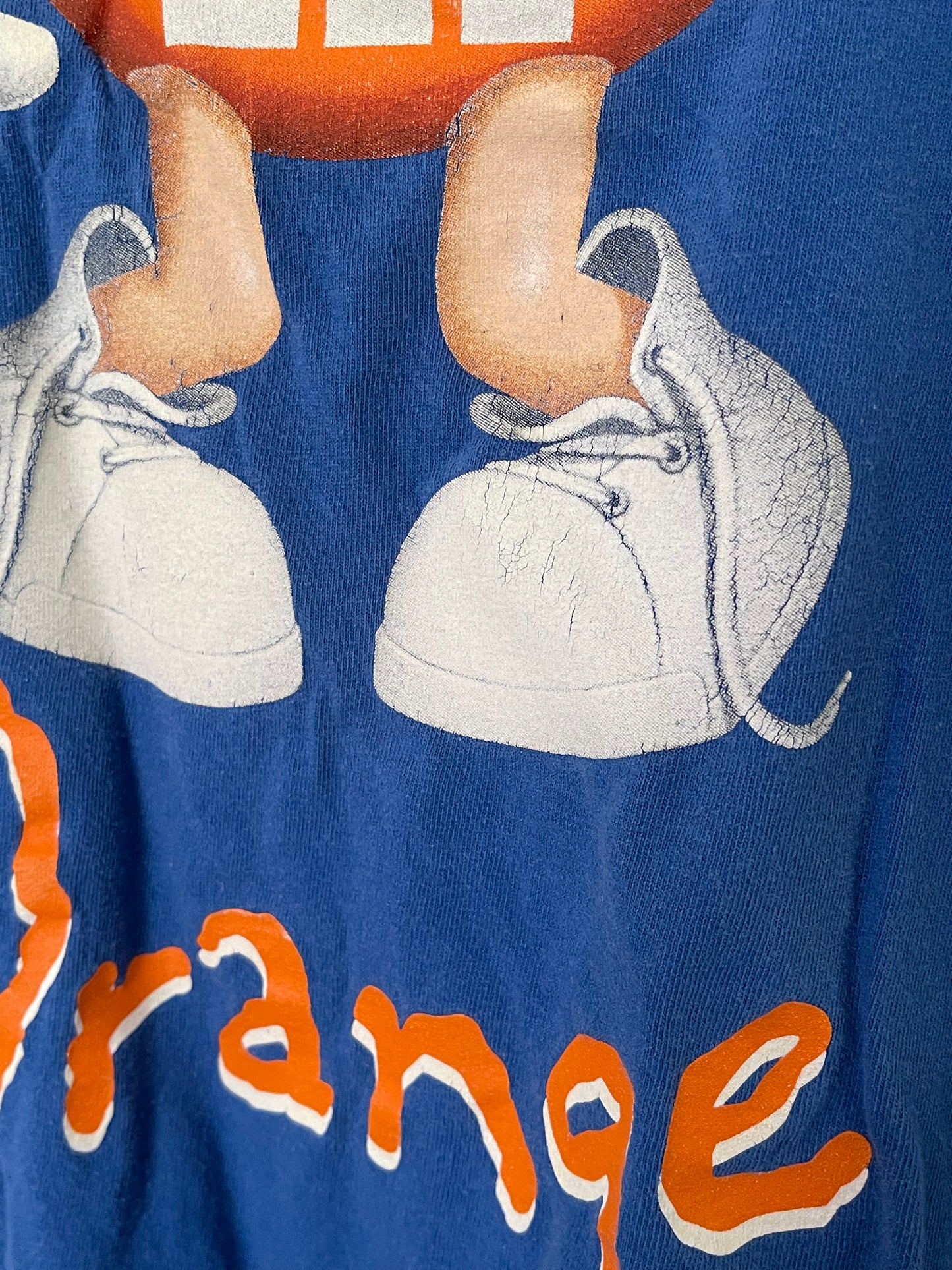 Orange M&M blue tee sz XL