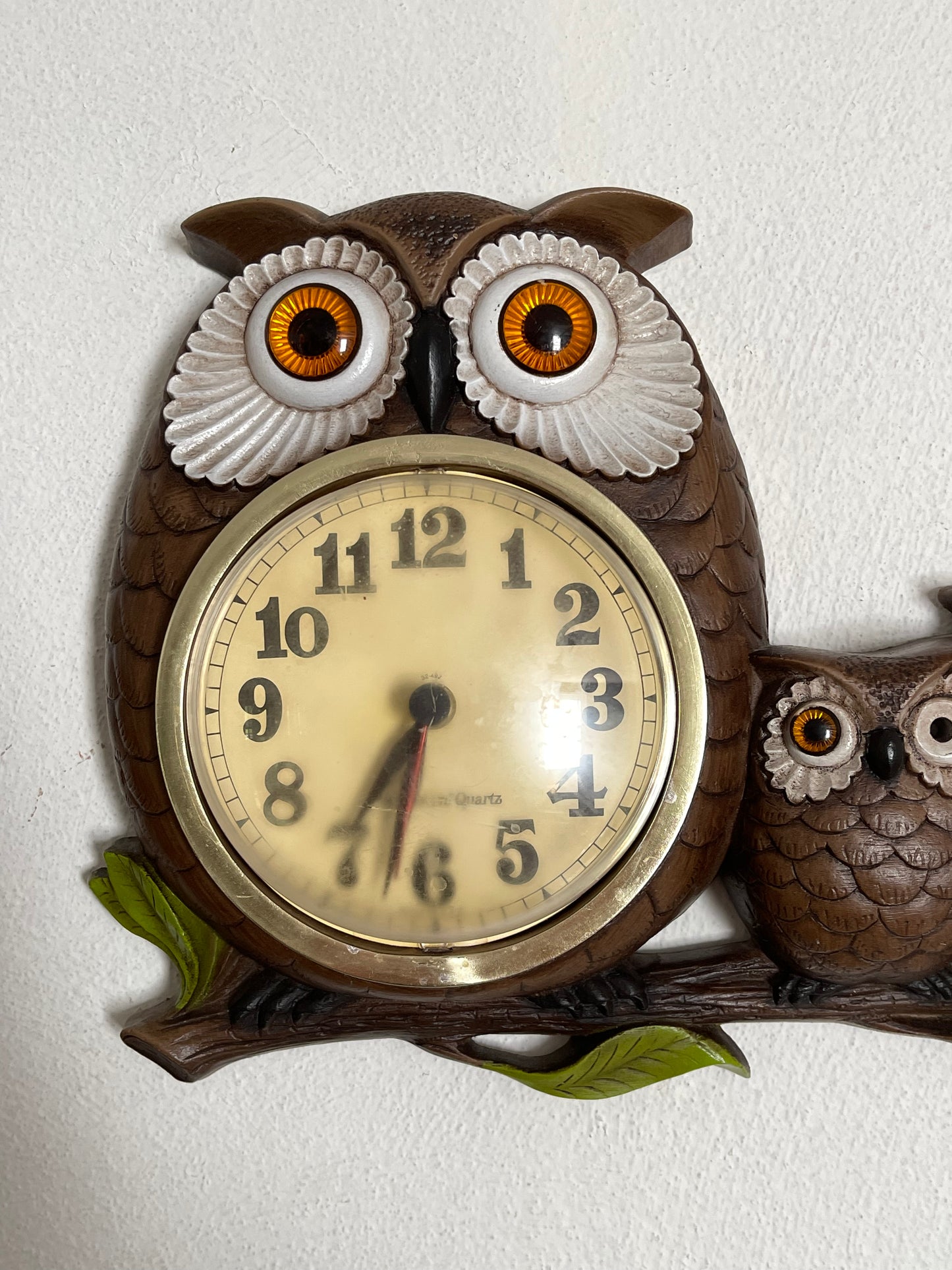 Vintage 70s Family Owl Plastic Nonworking Wall Clock