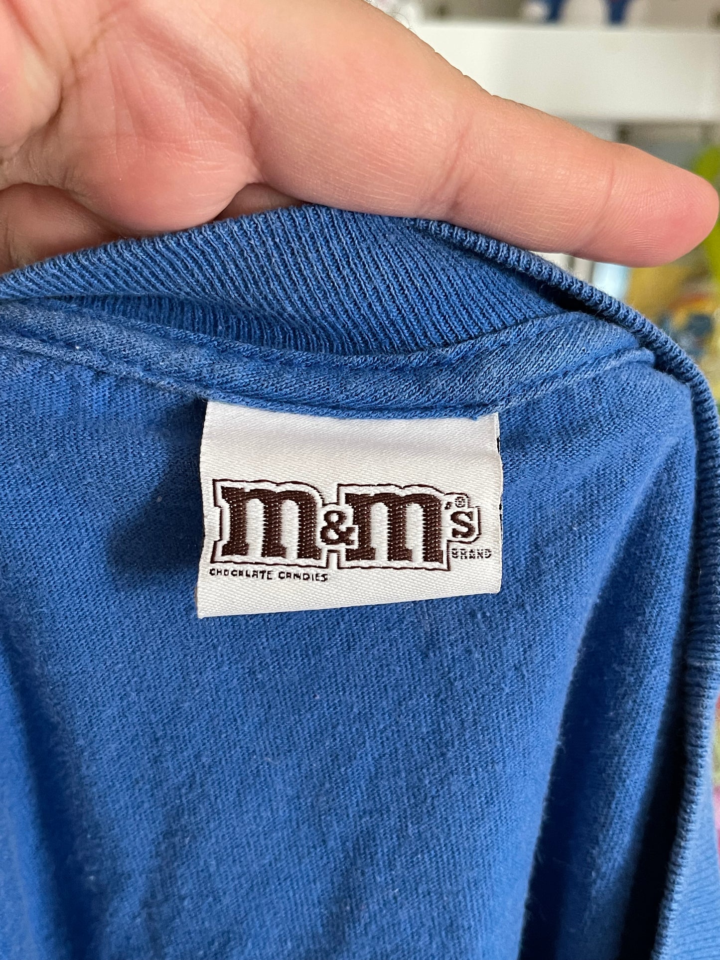 Orange M&M blue tee sz XL