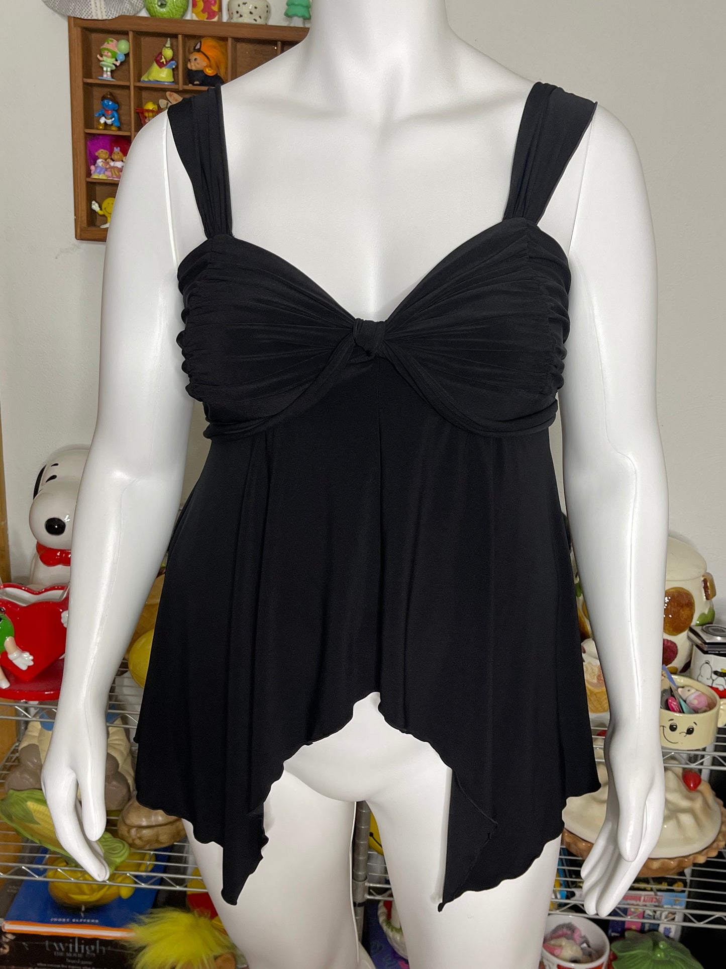 2000s Y2K Black Fairy Layered Top Sz XL