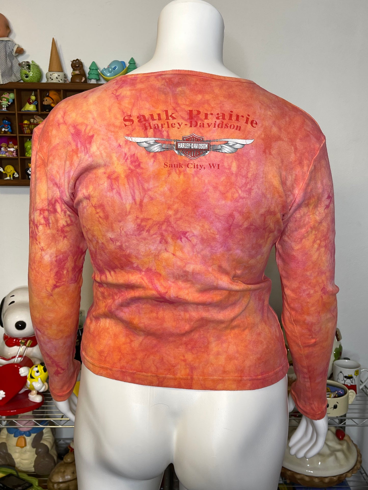 Vintage 2000s Harley Davidson Tie-dye Hibiscus Long Sleeve Sz L