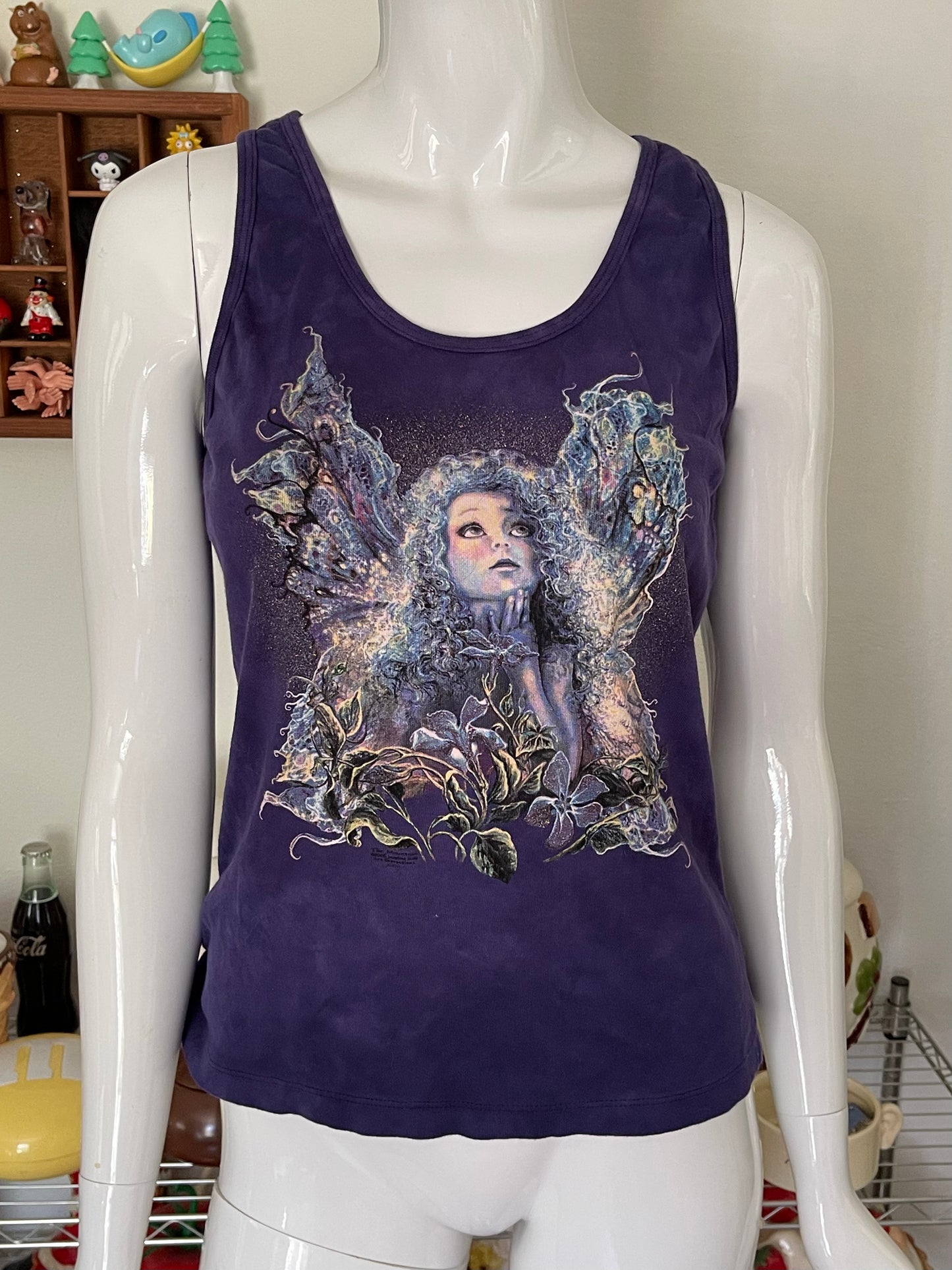 Y2K Angel Fairy glitter tank top sz L