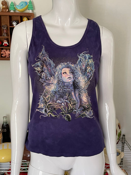 Y2K Angel Fairy glitter tank top sz L