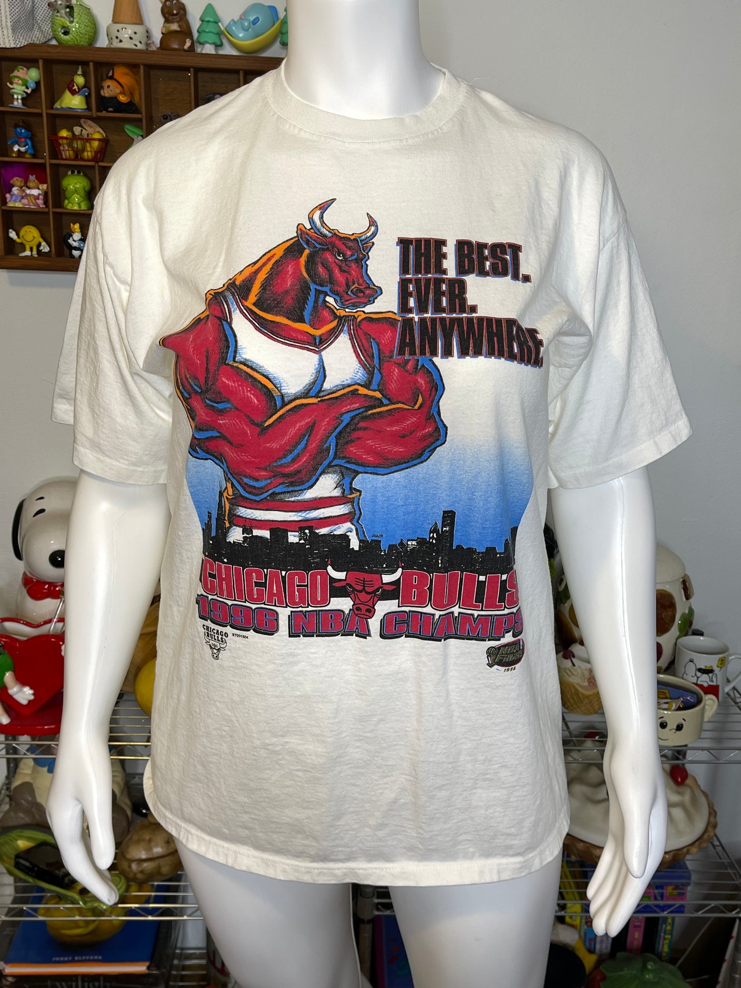 Vintage 90s Chicago Bulls NBA Finals Champs Graphic Tee Sz L
