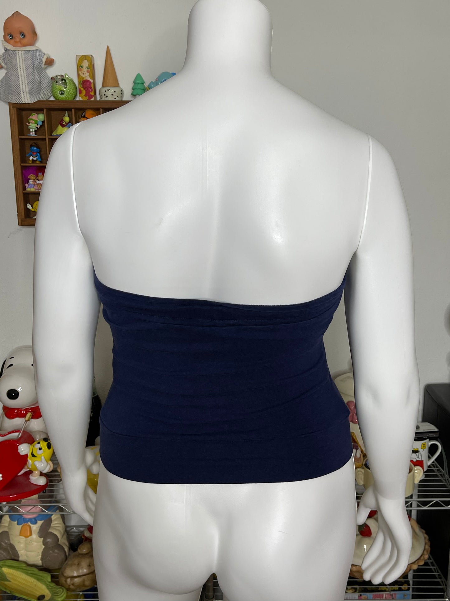 2000s Navy Blue New York Varsity Sparkly Tube Top Sz XL
