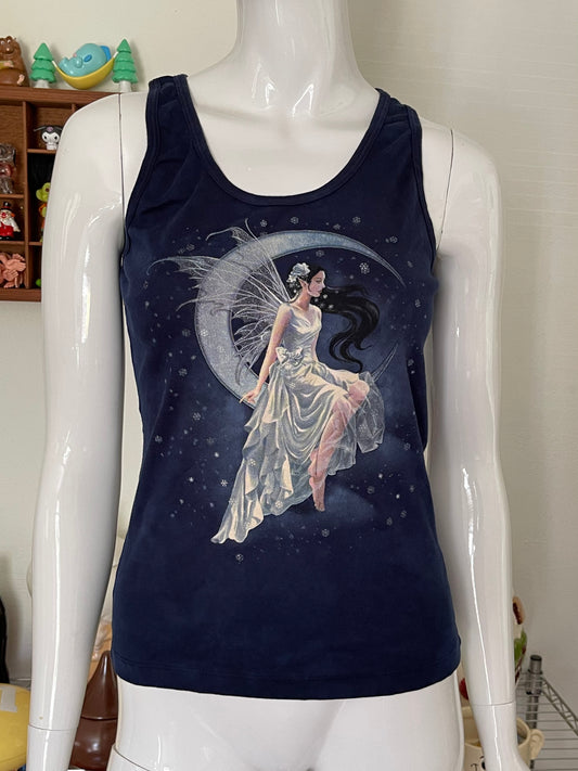 Y2K Navy Blue Moon Fairy tank sz M